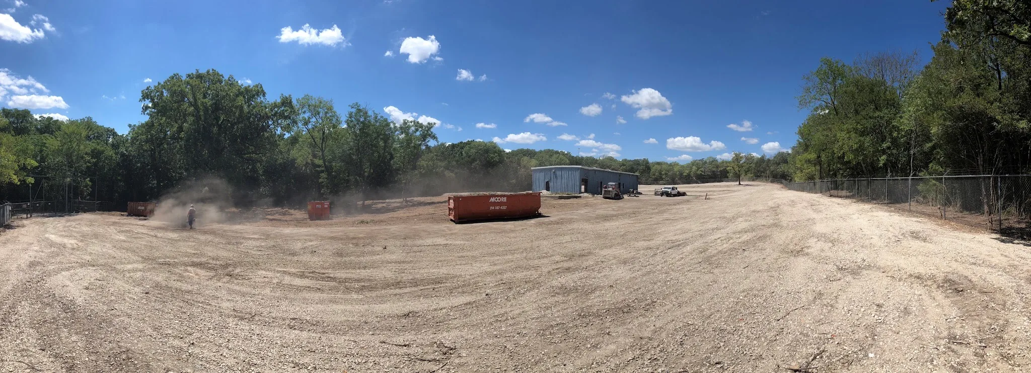 Cleared site, corner to corner