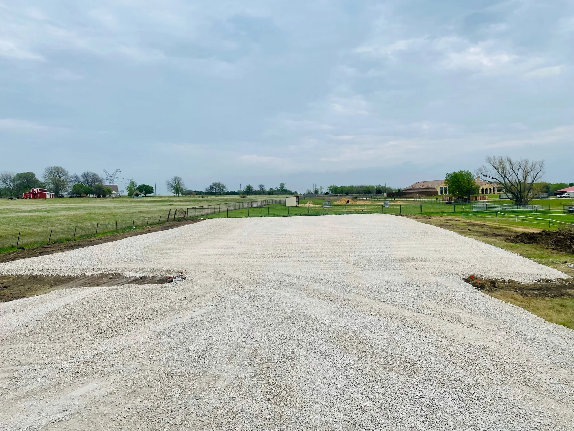 Finished pad on a rural lot